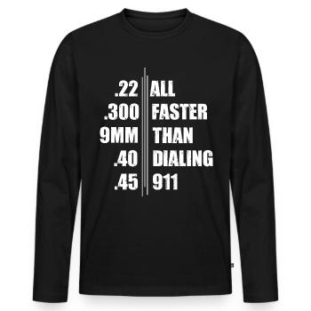 Pistolet d’arme de club de tir - T-shirt manches longues Premium bio Homme - noir - Devant - Nico (187cm)