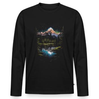 Montana America Outdoor Mountains - Men's Premium Organic Long Sleeve Shirt - black - Front - Nico (187cm)