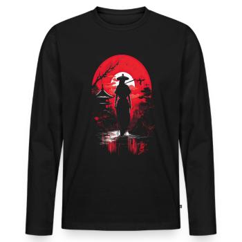 Geisha Kyoto Kimono Culture Samurai Anime Shrine - Men's Premium Organic Long Sleeve Shirt - black - Front - Nico (187cm)