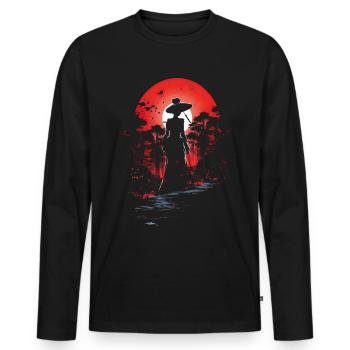 Geisha Kyoto Kimono Culture Samurai Anime Shrine - Men's Premium Organic Long Sleeve Shirt - black - Front - Nico (187cm)
