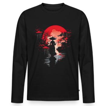 Geisha Kyoto Kimono Culture Samurai Anime Shrine - Men's Premium Organic Long Sleeve Shirt - black - Front - Nico (187cm)
