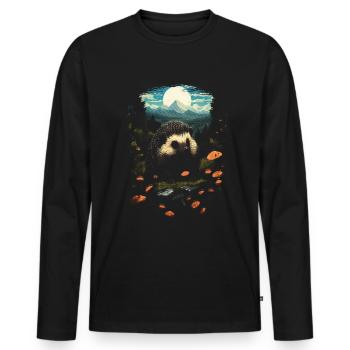 Igel Tier - Männer Premium Bio Langarmshirt - Schwarz - Vorne - Nico (187cm)