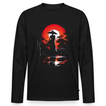 Geisha Kyoto Kimono Culture Samurai Anime Shrine - Men's Premium Organic Long Sleeve Shirt - black - Front - Nico (187cm)