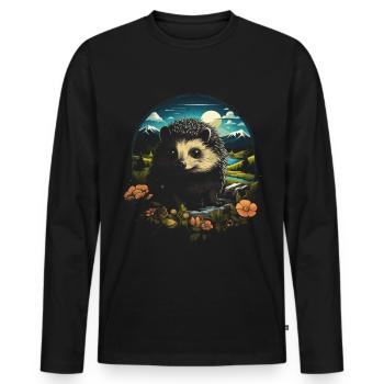 Igel Tier - Männer Premium Bio Langarmshirt - Schwarz - Vorne - Nico (187cm)