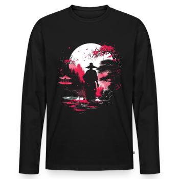 Geisha Kyoto Kimono Culture Samurai Anime Shrine - Men's Premium Organic Long Sleeve Shirt - black - Front - Nico (187cm)