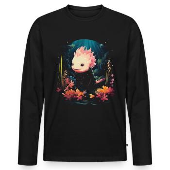 Mignon Axolotl Lover Artwork - T-shirt manches longues Premium bio Homme - noir - Devant - Nico (187cm)