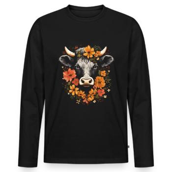 Fleurs mignonnes Fermier d’animaux de la ferme - T-shirt manches longues Premium bio Homme - noir - Devant - Nico (187cm)