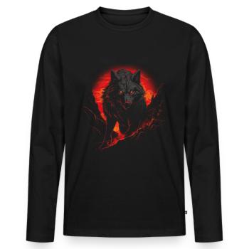 Loup noir Loup-garou Dark Horror Mythologie Fant - T-shirt manches longues Premium bio Homme - noir - Devant - Nico (187cm)