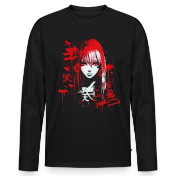 Anime Goth Fille Esthétique Foncé Pastel Edgy Homme - T-shirt manches longues Premium bio Homme - noir - Devant - Nico (187cm)