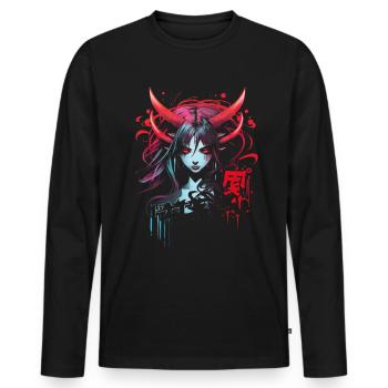 Anime Goth Girl Japanese Aesthetic Grunge Horror - Men's Premium Organic Long Sleeve Shirt - black - Front - Nico (187cm)