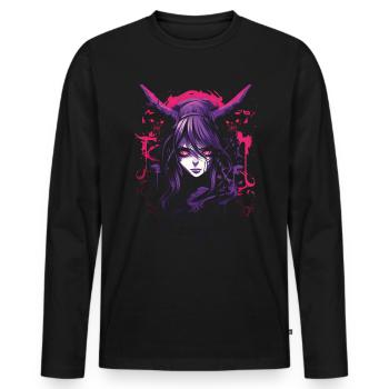 Anime Goth Girl Japanese Aesthetic Grunge Horror - Men's Premium Organic Long Sleeve Shirt - black - Front - Nico (187cm)