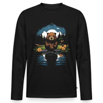 Mignon Adorable Animal Nature - T-shirt manches longues Premium bio Homme - noir - Devant - Nico (187cm)