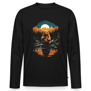 Mignon Adorable Animal Nature - T-shirt manches longues Premium bio Homme - noir - Devant - Nico (187cm)