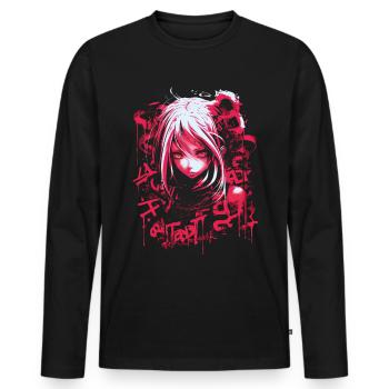 Anime Goth Girl Japanese Aesthetic Grunge Horror - Men's Premium Organic Long Sleeve Shirt - black - Front - Nico (187cm)