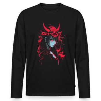 Anime Goth Girl Japanese Aesthetic Grunge Horror - Men's Premium Organic Long Sleeve Shirt - black - Front - Nico (187cm)