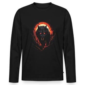 Loup noir Loup-garou Dark Horror Mythologie Fant - T-shirt manches longues Premium bio Homme - noir - Devant - Nico (187cm)