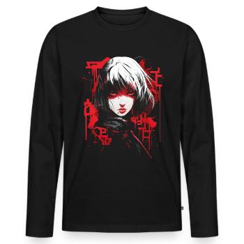 Anime Goth Girl Aesthetic Dark Pastel Edgy Man - Men's Premium Organic Long Sleeve Shirt - black - Front - Nico (187cm)
