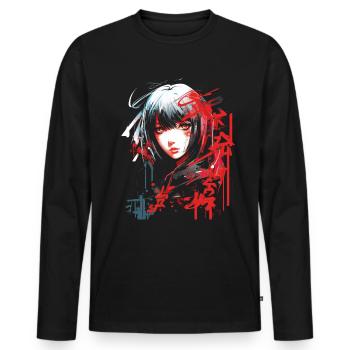 Anime Goth Girl Aesthetic Dark Pastel Edgy Man - Men's Premium Organic Long Sleeve Shirt - black - Front - Nico (187cm)
