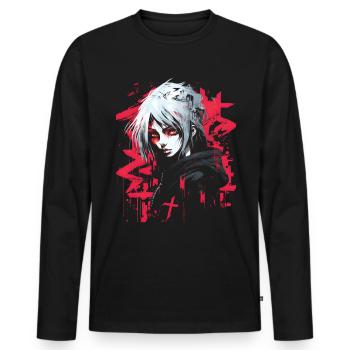 Anime Goth Girl Aesthetically Dark Pastel Edgy Man - Men's Premium Organic Long Sleeve Shirt - black - Front - Nico (187cm)