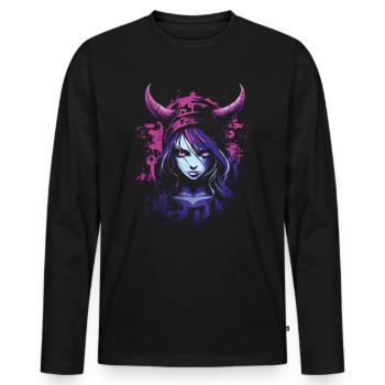 Anime Goth Girl Aesthetically Dark Pastel Edgy Man - Men's Premium Organic Long Sleeve Shirt - black - Front - Nico (187cm)