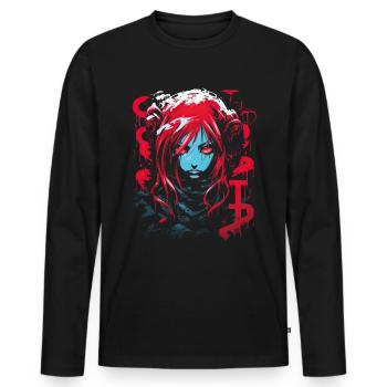 Anime Goth Girl Japanese Aesthetic Grunge Horror - Men's Premium Organic Long Sleeve Shirt - black - Front - Nico (187cm)