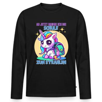 Schulkind Mädchen Einhorn Zur Einschulung - Männer Premium Bio Langarmshirt - Schwarz - Vorne - Nico (187cm)