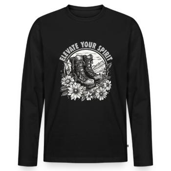 Conception de randonneurs pour les alpinistes et les grimpeurs - T-shirt manches longues Premium bio Homme - noir - Devant - Nico (187cm)