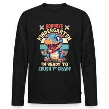 Schulkind Zur Einschulung Goodbye Kindergarten - Männer Premium Bio Langarmshirt - Schwarz - Vorne - Nico (187cm)
