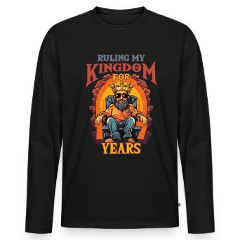 Roi d’anniversaire régnant sur mon royaume pendant 17 ans - T-shirt manches longues Premium bio Homme - noir - Devant - Nico (187cm)