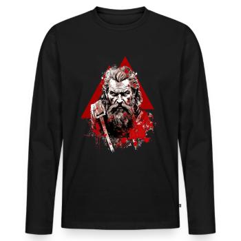 Viking Blood Odin Und Raben Wikinger Kultur - Männer Premium Bio Langarmshirt - Schwarz - Vorne - Nico (187cm)