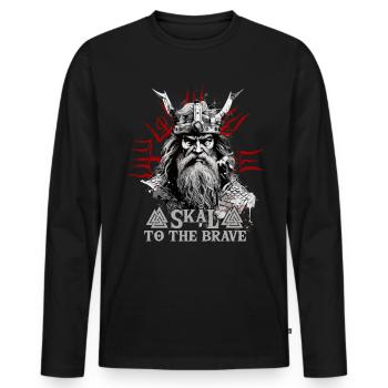 Skal to the brave Wikinger Kultur - Männer Premium Bio Langarmshirt - Schwarz - Vorne - Nico (187cm)