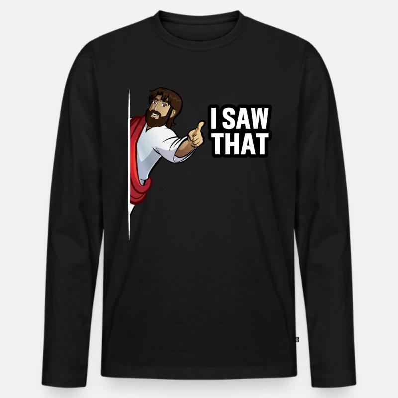 I saw That Jesus - Männer Premium Bio Langarmshirt - Schwarz