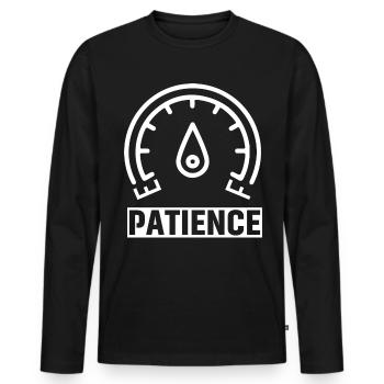 Patience - Men's Premium Organic Long Sleeve Shirt - black - Front - Nico (187cm)
