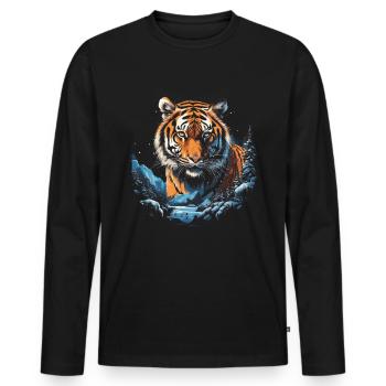 Majestic Tiger Wilderness Wild Powerful - Men's Premium Organic Long Sleeve Shirt - black - Front - Nico (187cm)