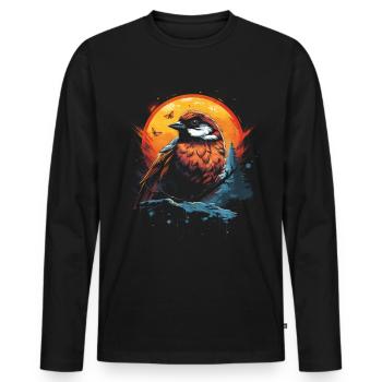 Sparrow, Majestic, Animal, Tropical - Men's Premium Organic Long Sleeve Shirt - black - Front - Nico (187cm)