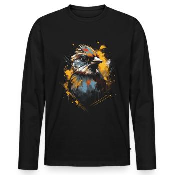Sparrow, Majestic, Animal, Tropical - Men's Premium Organic Long Sleeve Shirt - black - Front - Nico (187cm)