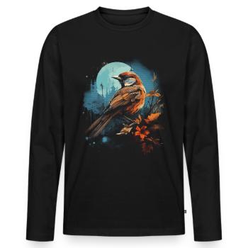 Majestic Bird Illustration Bird Lover - Men's Premium Organic Long Sleeve Shirt - black - Front - Nico (187cm)