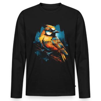 Majestic Bird Illustration Bird Lover - Men's Premium Organic Long Sleeve Shirt - black - Front - Nico (187cm)