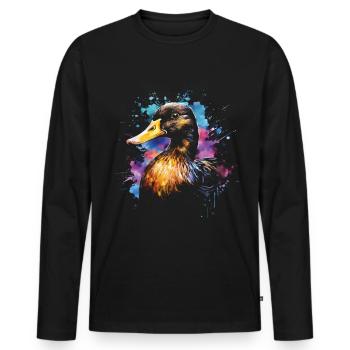 Canard, Canard, Agriculteur, Agriculteur, Jeu - T-shirt manches longues Premium bio Homme - noir - Devant - Nico (187cm)
