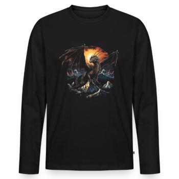 Dragon Role Playing Game Illustration Mythology - Men's Premium Organic Long Sleeve Shirt - black - Front - Nico (187cm)