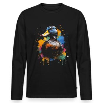 Canard, Canard, Agriculteur, Agriculteur, Jeu - T-shirt manches longues Premium bio Homme - noir - Devant - Nico (187cm)