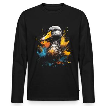 Ente Kunstwerk Bunt - Männer Premium Bio Langarmshirt - Schwarz - Vorne - Nico (187cm)