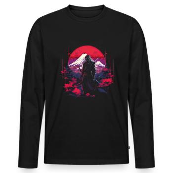 Japanese, Traditional, Mountain, Fuji, Japan, Geisha - Men's Premium Organic Long Sleeve Shirt - black - Front - Nico (187cm)
