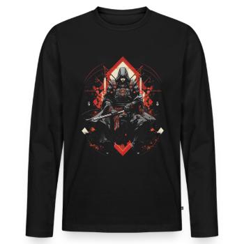 Japanisch Kunstwerk - Männer Premium Bio Langarmshirt - Schwarz - Vorne - Nico (187cm)