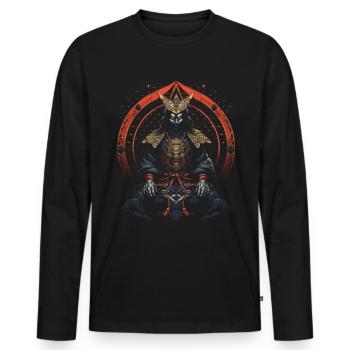 Japanese, Traditional, Mountain, Fuji, Japan, Geisha - Men's Premium Organic Long Sleeve Shirt - black - Front - Nico (187cm)