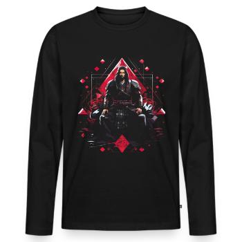 Japanisch Kunstwerk - Männer Premium Bio Langarmshirt - Schwarz - Vorne - Nico (187cm)