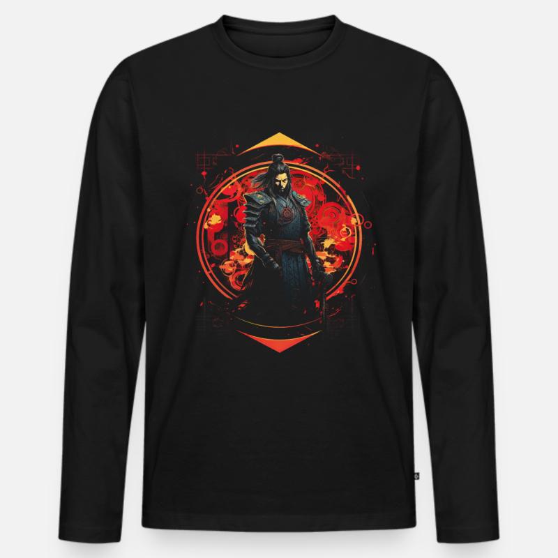 Japanisch Kunstwerk - Männer Premium Bio Langarmshirt - Schwarz