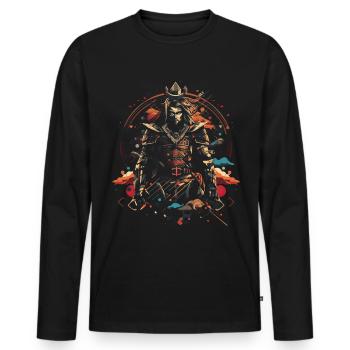 Japanisch Kunstwerk - Männer Premium Bio Langarmshirt - Schwarz - Vorne - Nico (187cm)