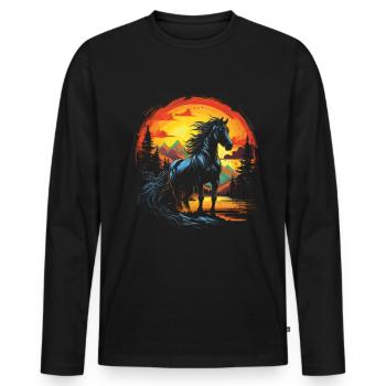 Horse, Nature, Wilderness - Men's Premium Organic Long Sleeve Shirt - black - Front - Nico (187cm)