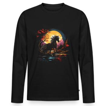 Horse, Nature, Wilderness - Men's Premium Organic Long Sleeve Shirt - black - Front - Nico (187cm)